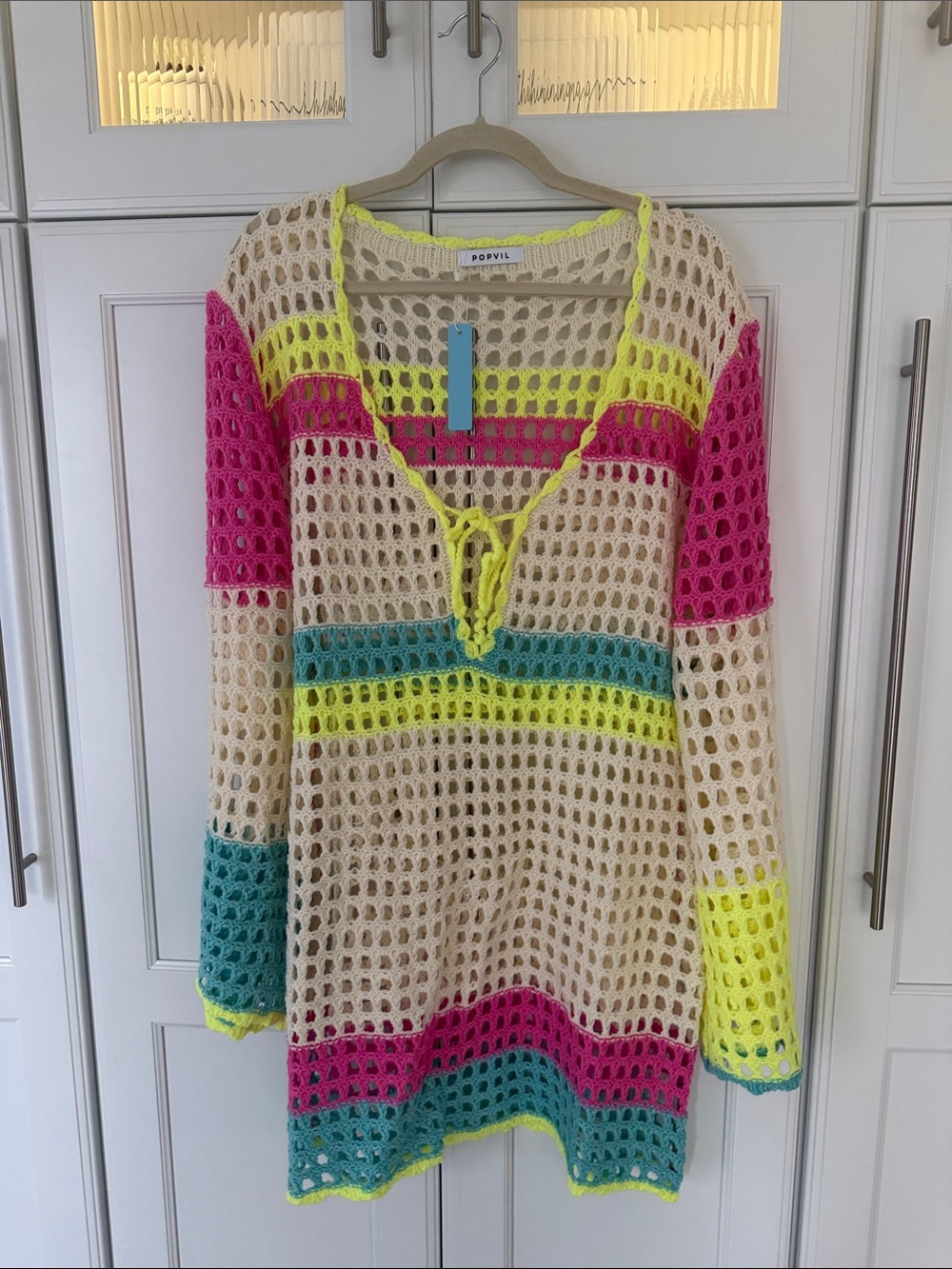 💥 POPVIL NWT Colorful Crochet Swim Cover-Up Tunic XL